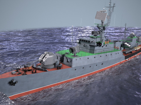 War Ship Corvette 1124M 3D Model