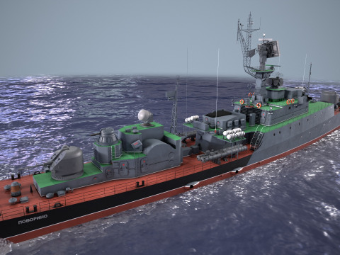 War Ship Corvette 1124M 3D Model