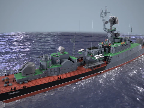 War Ship Corvette 1124M 3D Model