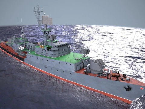 War Ship Corvette 1124M 3D Model
