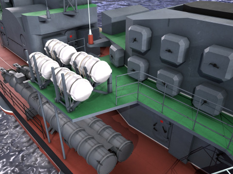 War Ship Corvette 1124M 3D Model