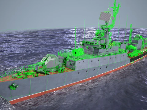 War Ship Corvette 1124M 3D Model