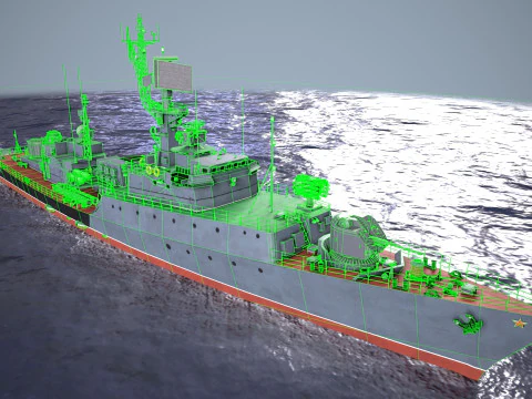 War Ship Corvette 1124M 3D Model