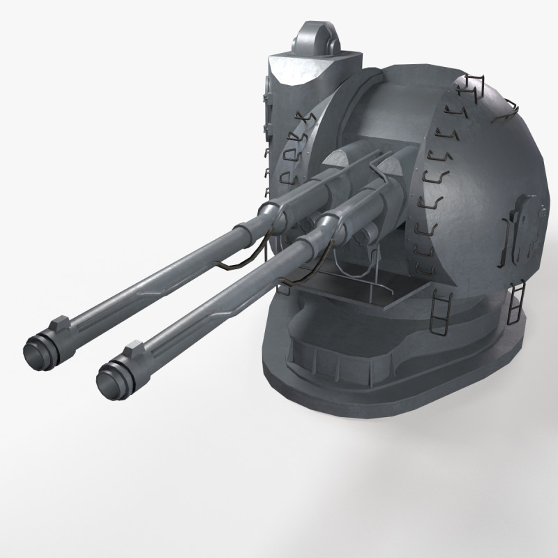 War Ship Cannon AK-130 3D 模型 .c4d .max .obj .3ds .fbx .stl .blend 