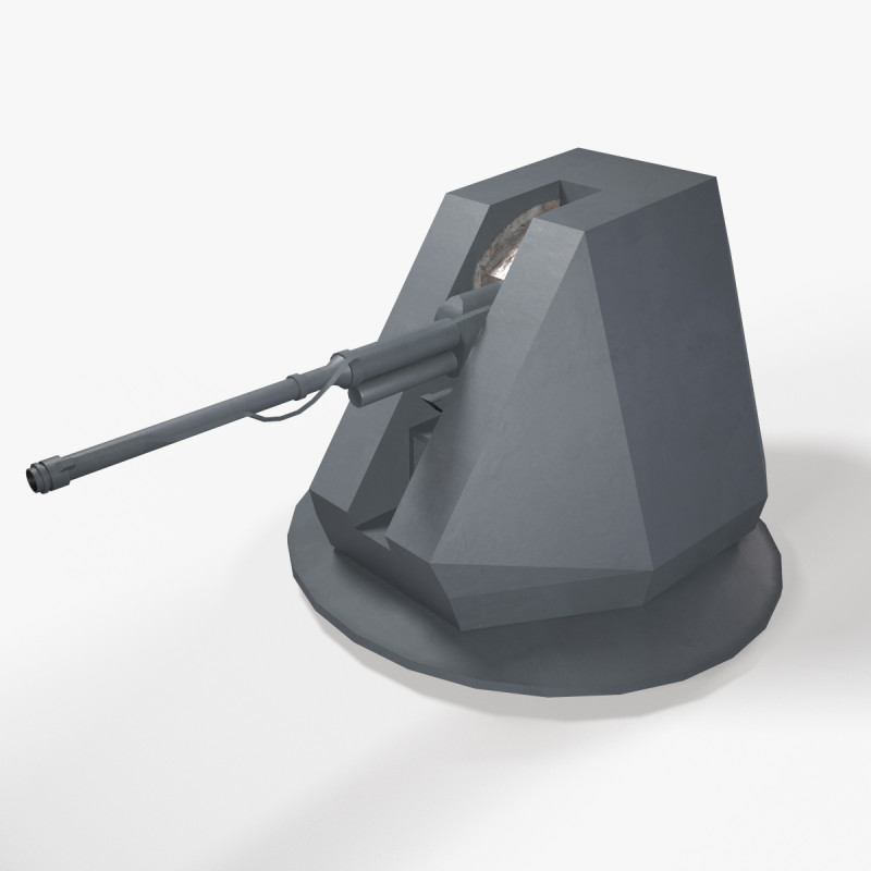 War Ship Cannon AK-176MA 3D 模型 .c4d .max .obj .3ds .fbx .stl .blend 