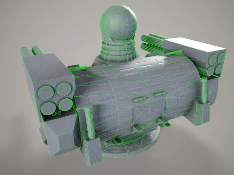 War Ship Artilery System Palash 3D Model