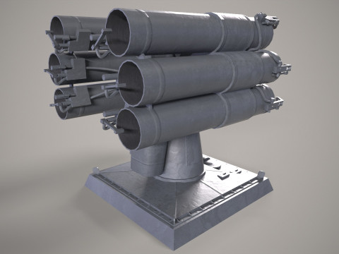 Warship Missile Launcher RBU 1000 3D Modell