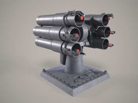 Warship Missile Launcher RBU 1000 3D Modell