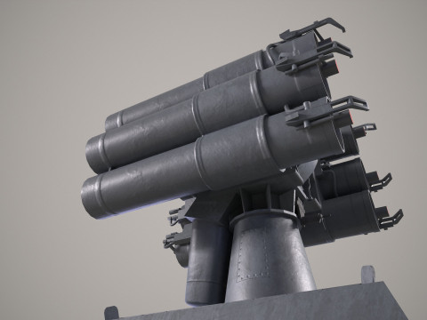 Warship Missile Launcher RBU 1000 3D Modell