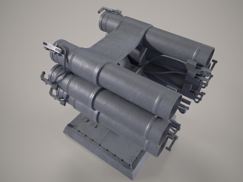 Warship Missile Launcher RBU 1000 3D Modell