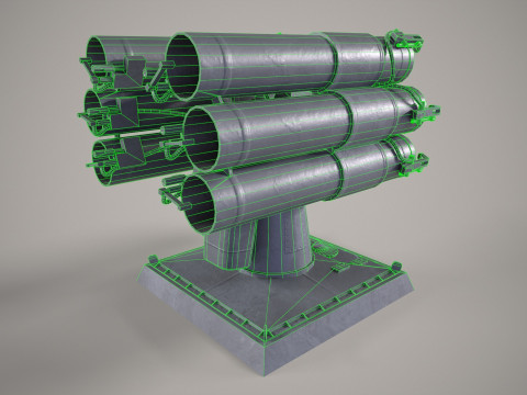 Warship Missile Launcher RBU 1000 3D Modell