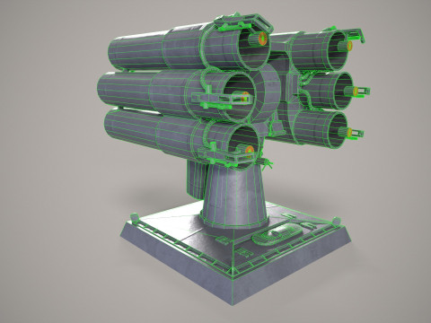 Warship Missile Launcher RBU 1000 3D Modell