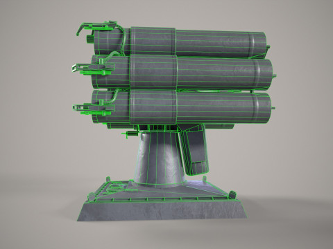 Warship Missile Launcher RBU 1000 3D Modell