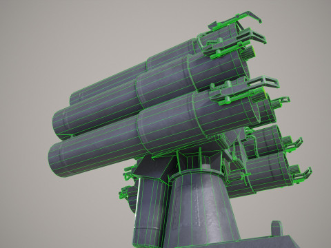 Warship Missile Launcher RBU 1000 3D Modell
