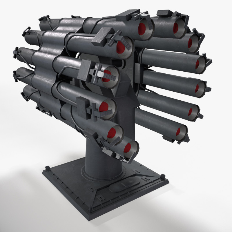 Warship Missile Launcher RBU-6000 3D मॉडल .c4d .max .obj .3ds .fbx .stl .blend