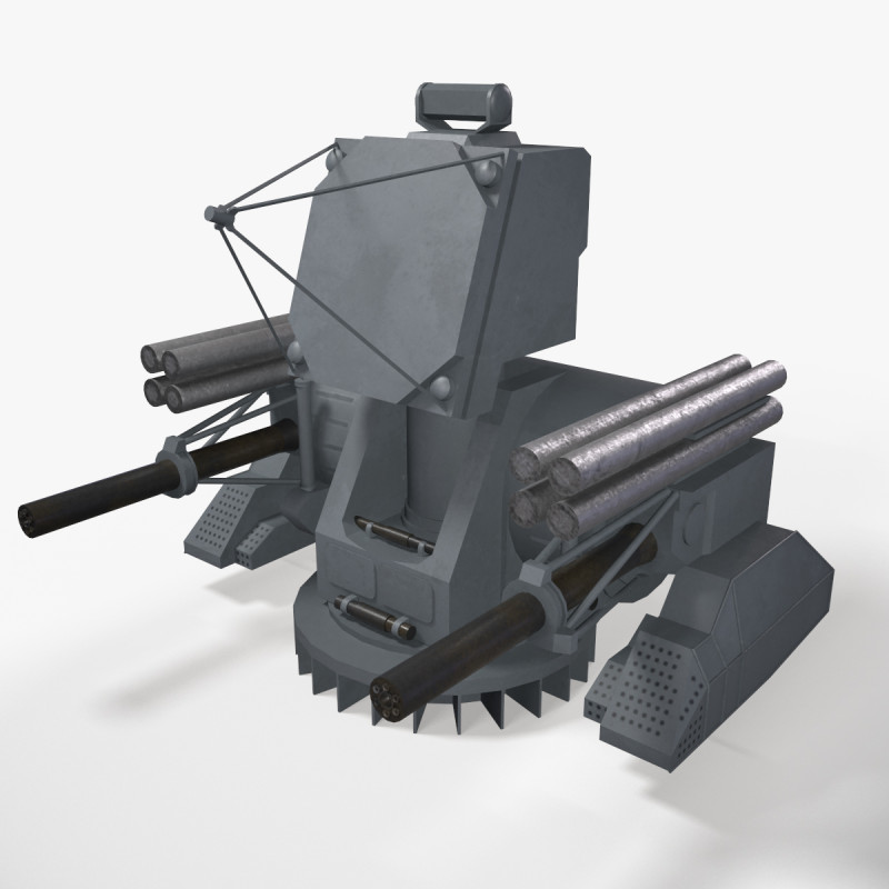 War Ship Cannon Pantsir-M 3D Model .c4d .max .obj .3ds .fbx .stl .blend 