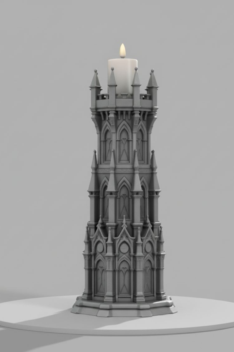 Gothic Candle Tower Sentinel 3D Print Model .c4d .max .obj .3ds .fbx .stl .blend 