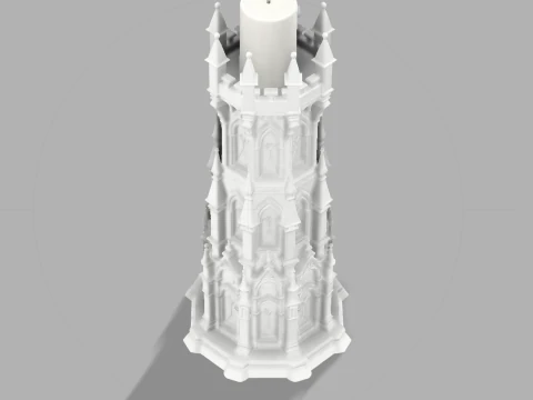 Gothic Candle Tower Sentinel 3D Print Model
