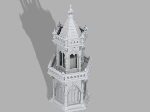 Gothic Candle Tower Keep 3D Print Model