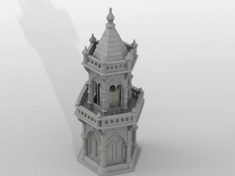 Gothic Candle Tower Keep 3D Print Model