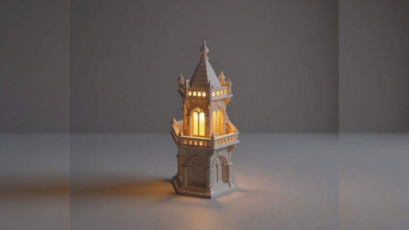 Gothic Candle Tower Keep 3Dプリントモデル .c4d .max .obj .3ds .fbx .stl .blend 