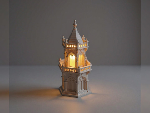 Gothic Candle Tower Keep 3D 프린트 모델