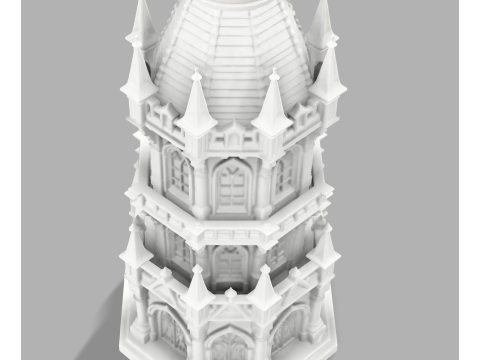 Gothic Candle Tower Bastion 3D Druckmodell