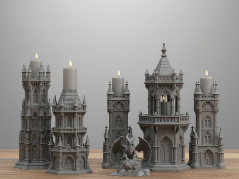 Complete Gothic Castle Set - 4 Towers Dragon 3D Print Model