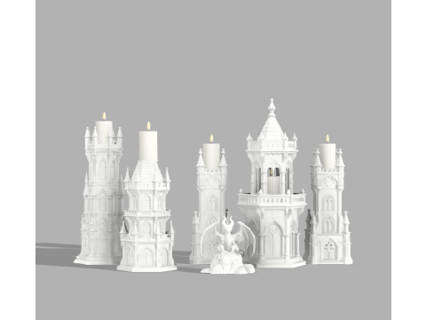 Complete Gothic Castle Set - 4 Towers Dragon 3D 프린트 모델