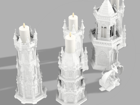 Complete Gothic Castle Set - 4 Towers Dragon 3D 프린트 모델
