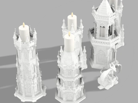 Complete Gothic Castle Set - 4 Towers Dragon 3D Print Model