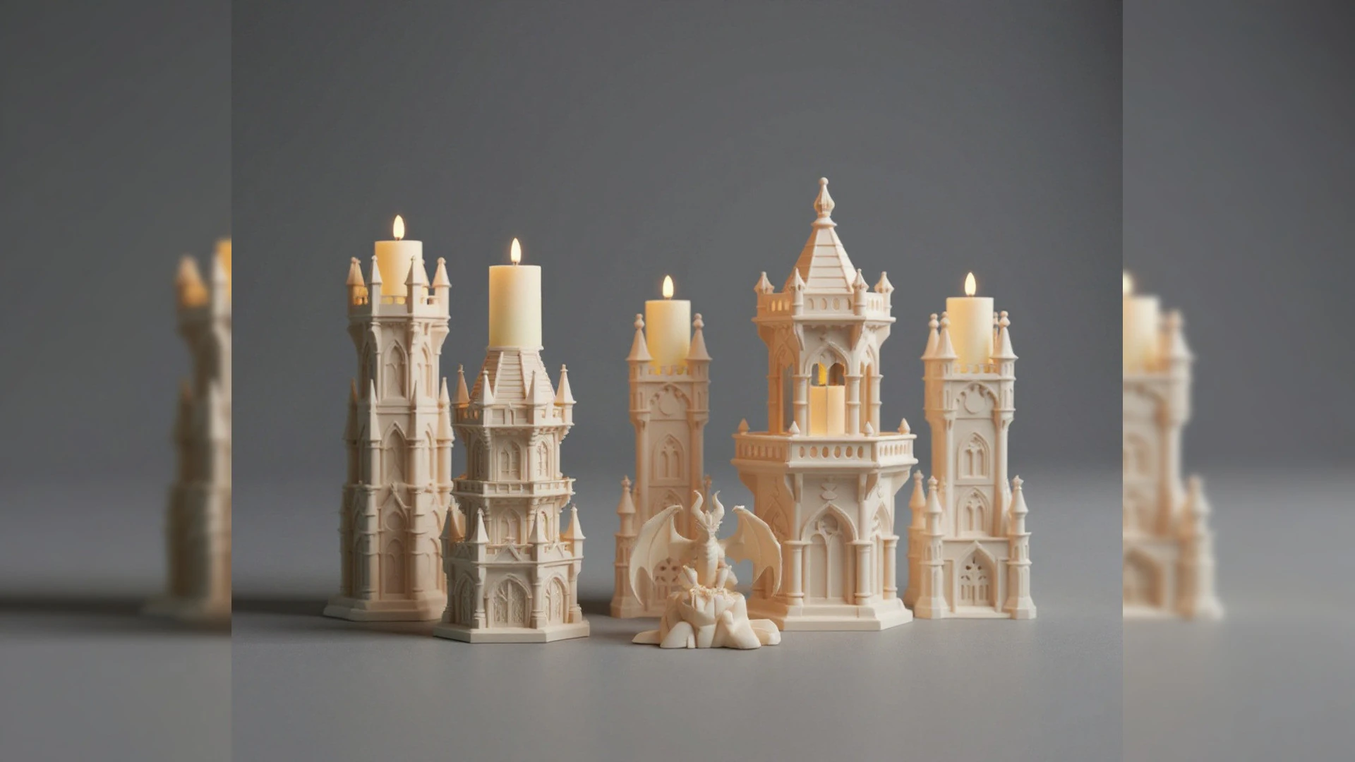 Complete Gothic Castle Set - 4 Towers Dragon 3D Print Model .c4d .max .obj .3ds .fbx .stl .blend