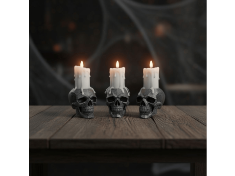 Skull Candle Holder - Gothic Decor 3D Baskı Modeli