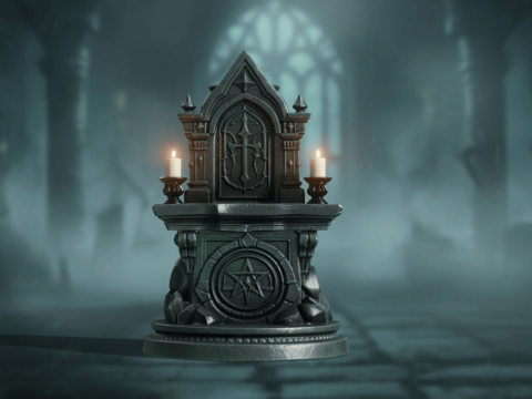 Mini Gothic Altar with Candles - Fantasy Halloween Prop 3D Druckmodell