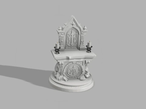 Mini Gothic Altar with Candles - Fantasy Halloween Prop 3D Print Model