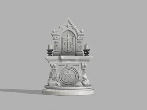 Mini Gothic Altar with Candles - Fantasy Halloween Prop 3D Print Model