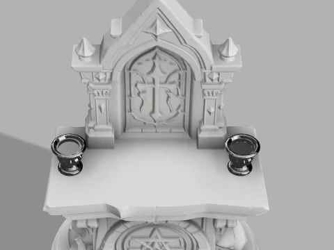 Mini Gothic Altar with Candles - Fantasy Halloween Prop 3D Print Model