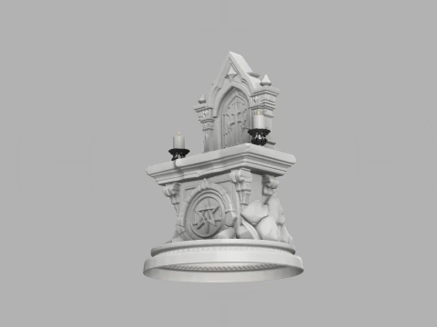 Mini Gothic Altar with Candles - Fantasy Halloween Prop 3D Print Model