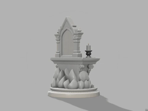 Mini Gothic Altar with Candles - Fantasy Halloween Prop 3D Print Model