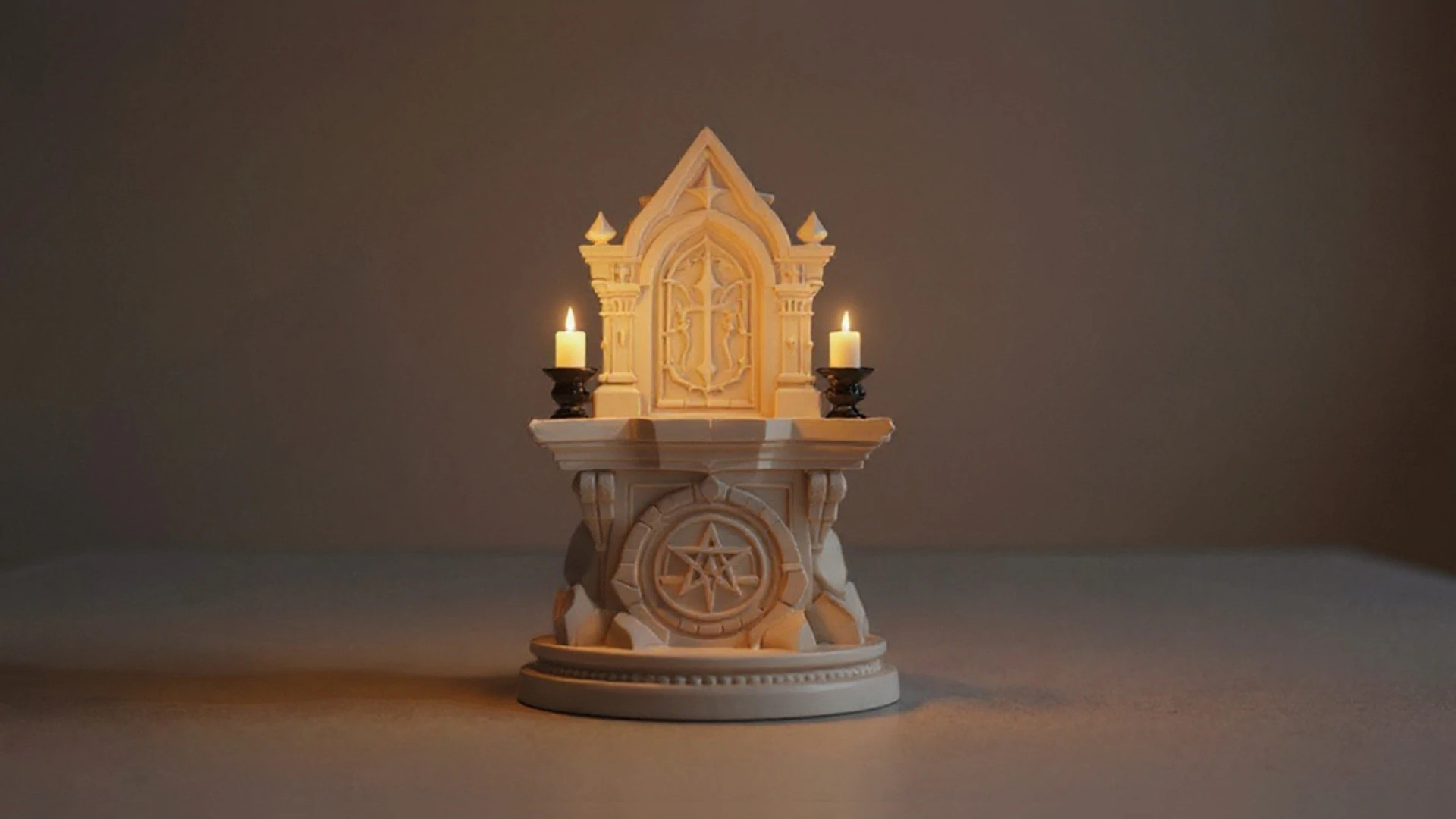 Mini Gothic Altar with Candles - Fantasy Halloween Prop 3D Print Model .c4d .max .obj .3ds .fbx .stl .blend 