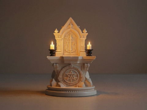 Mini Gothic Altar with Candles - Fantasy Halloween Prop 3D 프린트 모델