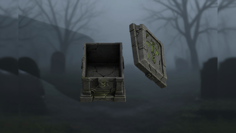 Cursed Tombstone Box - Gothic Halloween Container 3D 打印模型 .c4d .max .obj .3ds .fbx .stl .blend 