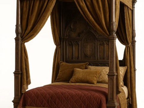 Bed - Medieval 1 Printable Modèles 3D en vedette