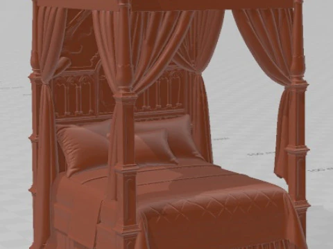 Bed - Medieval 1 Printable 3D Print Model