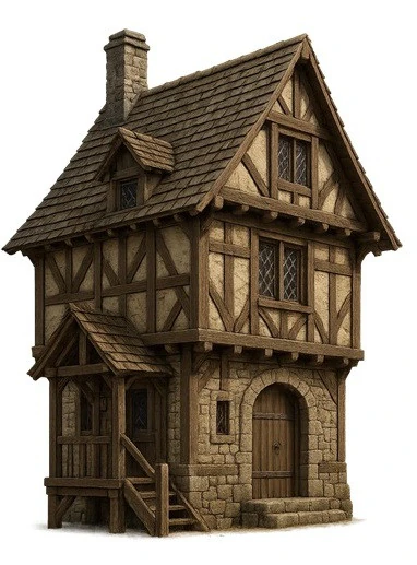 House - Medieval 1 Printable 3D Print Model .c4d .max .obj .3ds .fbx .stl .blend