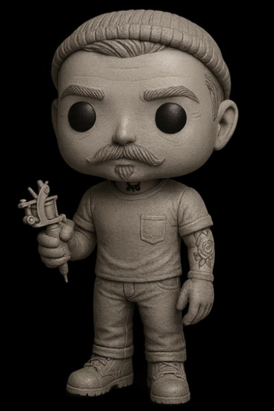 Funko - Tattoo Artist Printable Doll Modello di stampa 3D .c4d .max .obj .3ds .fbx .stl .blend