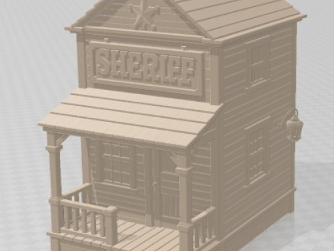 Bureau du shérif - Far West imprimable Modèles 3D en vedette