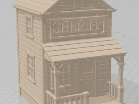 Bureau du shérif - Far West imprimable Modèles 3D en vedette
