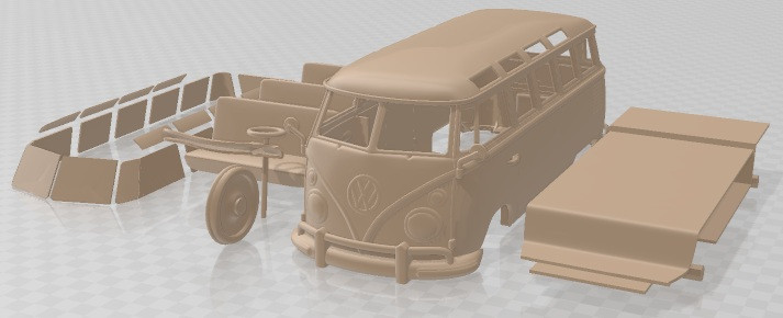 大众 Transporter T1 铁路 1950 年可打印货车 3D 打印模型 .c4d .max .obj .3ds .fbx .stl .blend