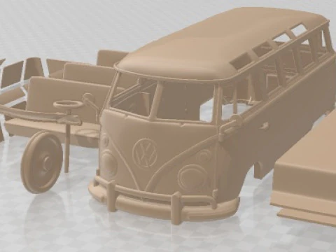 वोक्सवैगन ट्रांसपोर्टर टी1 रेलवे 1950 प्रिंट करने योग्य वैन 3D प्रिंट मॉडल